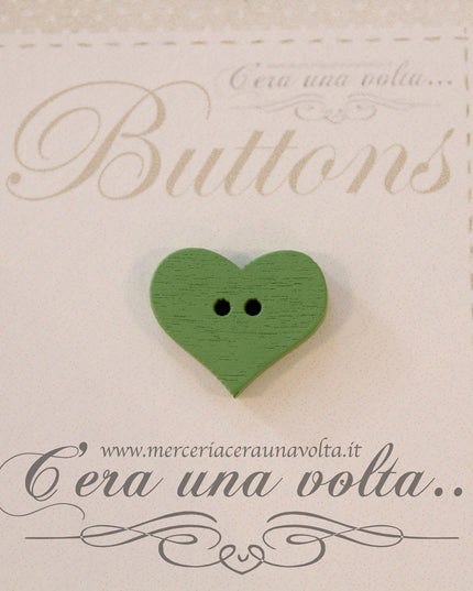 Bottone in legno Cuore Verde