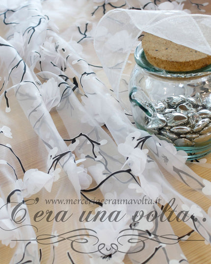 Organza con stampa tridimensionale Bianca