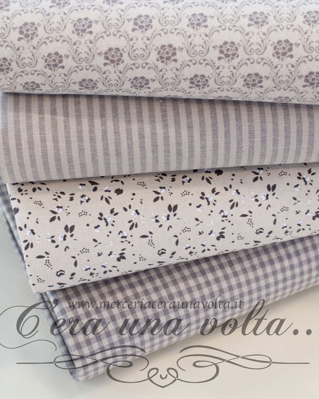 Set 12 Pz Tessuto Pretagliato Country Gray
