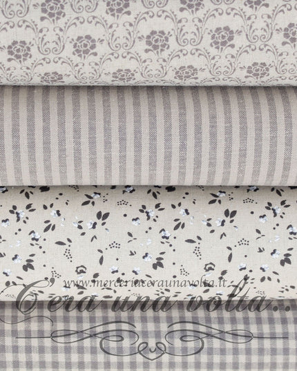 Set 12 Pz Tessuto Pretagliato Country Gray