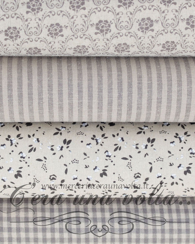 Set 12 Pz Tessuto Pretagliato Country Gray