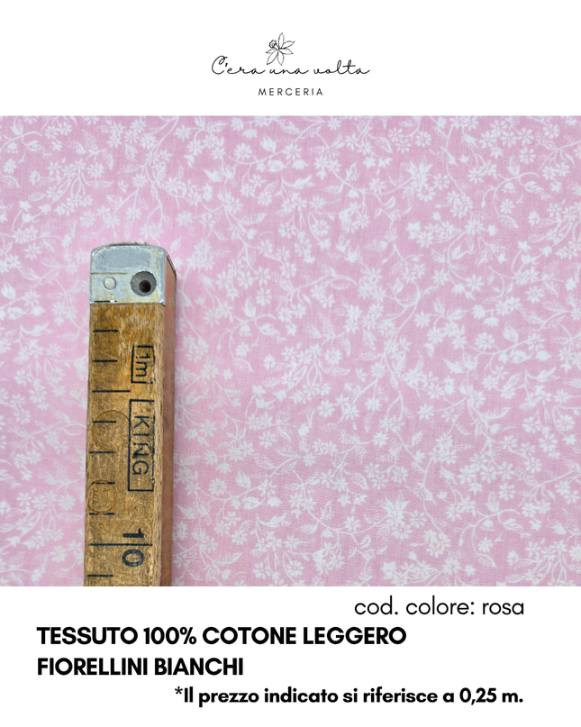Tessuto 100% Cotone Leggero – Fiorellini Bianchi