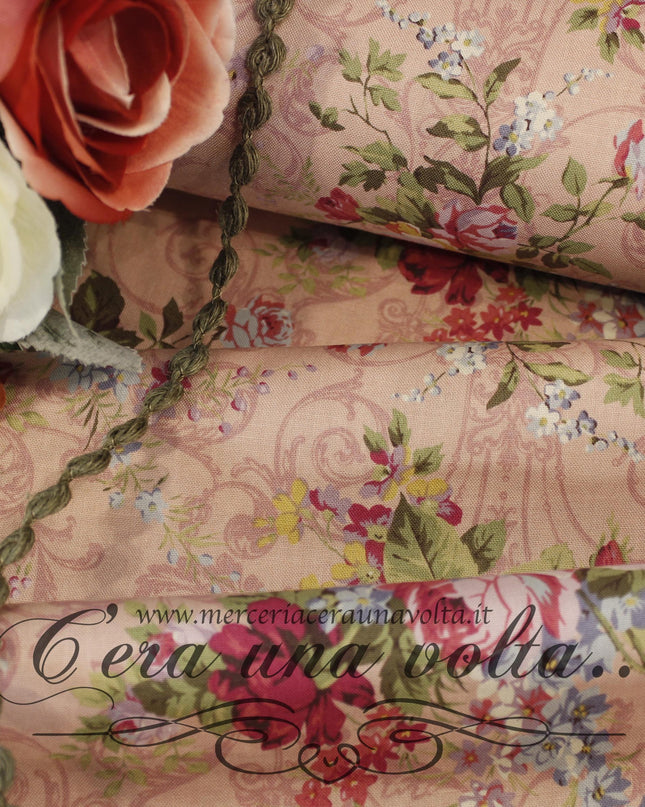 Tessuto Floral Collection Rosa Antico