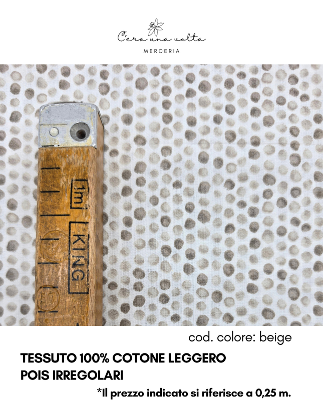 Tessuto 100% Cotone Leggero – Pois Irregolari