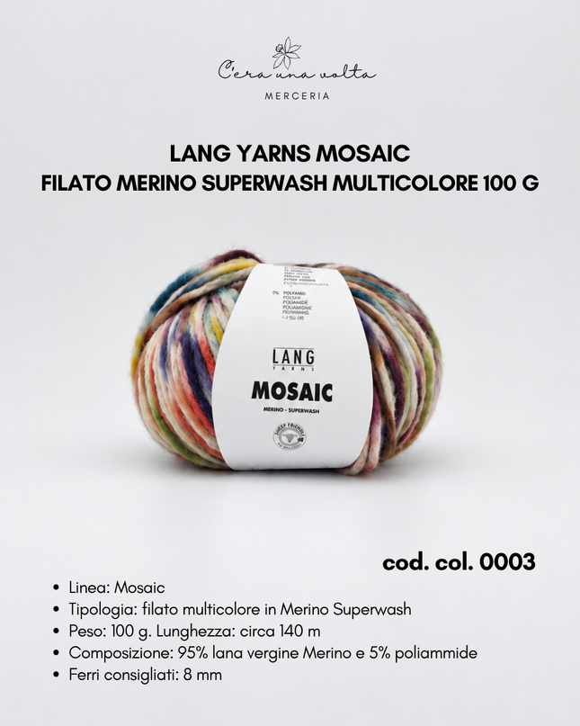 Lang Yarns Mosaic – Filato Merino Superwash multicolore 100 g