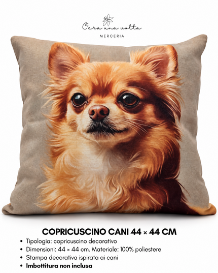 Copricuscino artigianale con stampa cane 44 × 44 cm