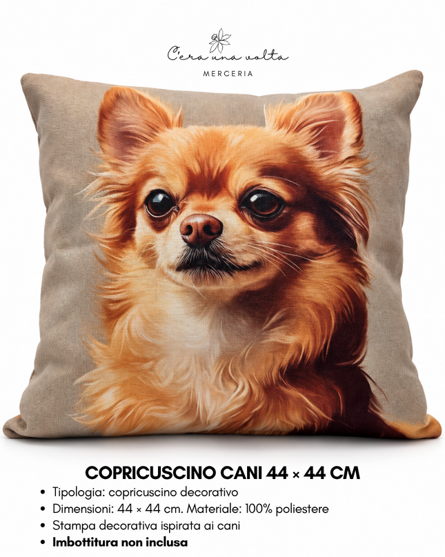 Copricuscino artigianale con stampa cane 44 × 44 cm