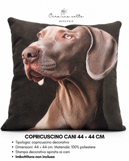 Copricuscino artigianale con stampa cane 44 × 44 cm
