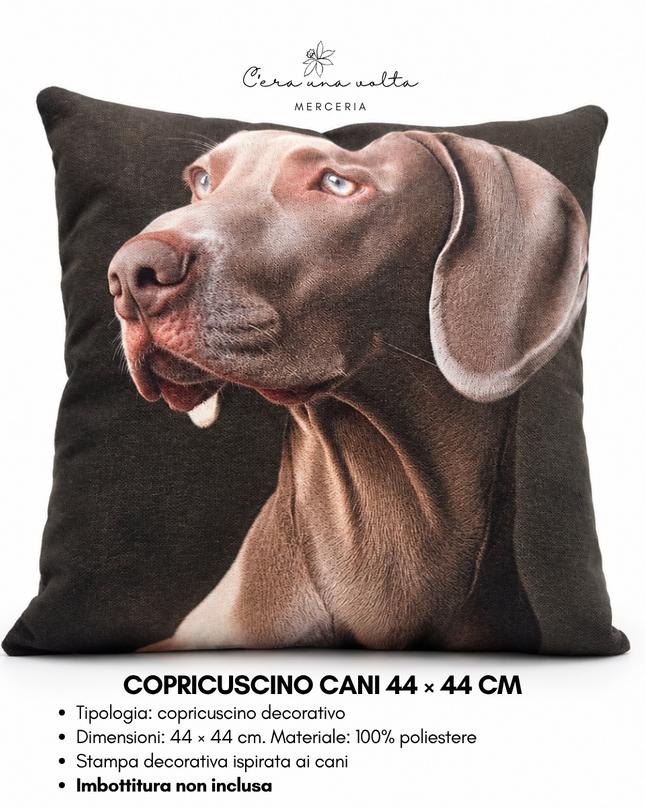 Copricuscino artigianale con stampa cane 44 × 44 cm