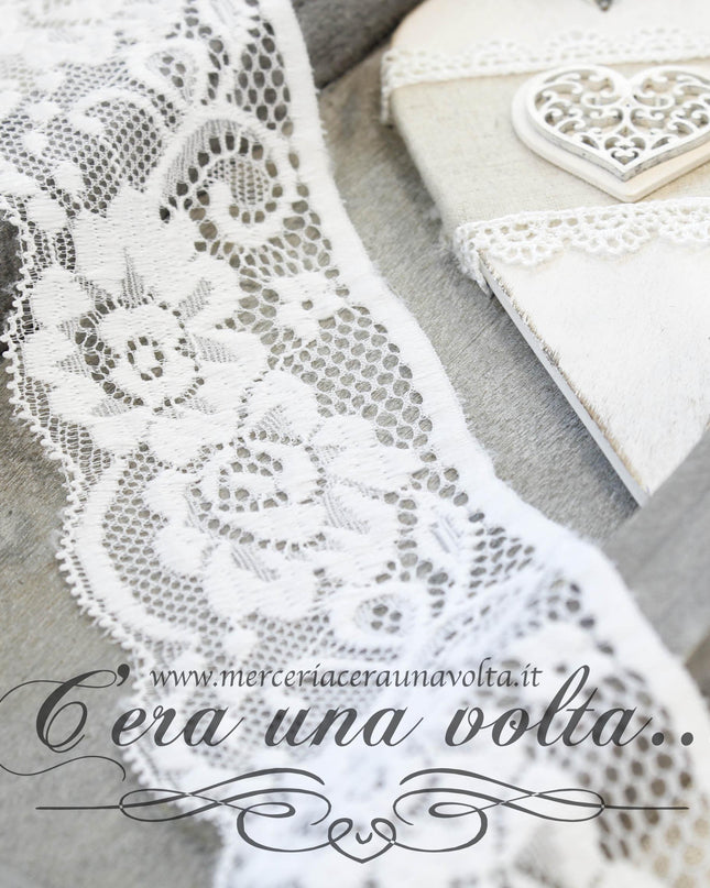 Pizzo Chantilly elasticizzato Bianco