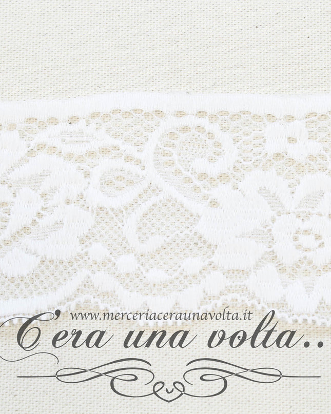 Pizzo Chantilly elasticizzato Bianco