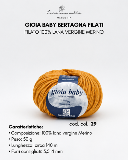 Gioia Baby Bertagna Filati – Filato 100% lana vergine Merino, gomitolo da 50 g