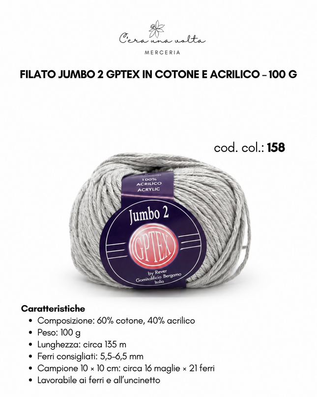 Filato Jumbo 2 GPTEX in cotone e acrilico – 100 g