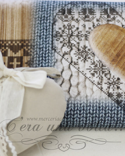 Tessuto Stampato a Cuori Azzurro