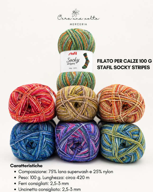 Filato per calze 100 g - Stafil Socky Stripes