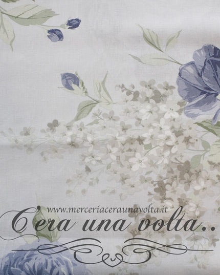 Tessuto Shabby Roses Bleu