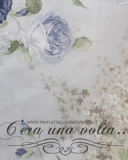 Tessuto Shabby Roses Bleu