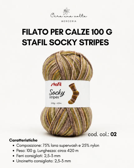 Filato per calze 100 g - Stafil Socky Stripes