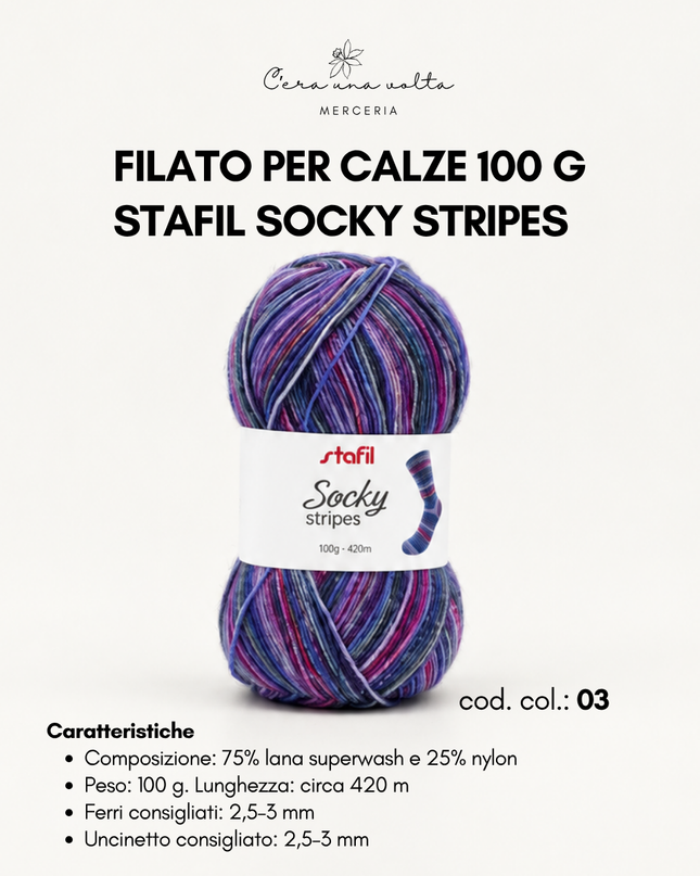 Filato per calze 100 g - Stafil Socky Stripes