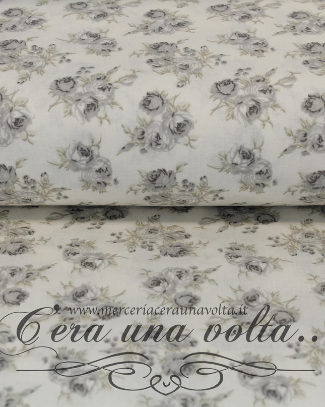 Cm 140 x85  ScampoloTessuto Shabby Rose Grigio Seta
