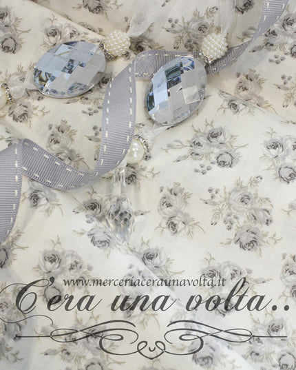 Cm 140 x85  ScampoloTessuto Shabby Rose Grigio Seta