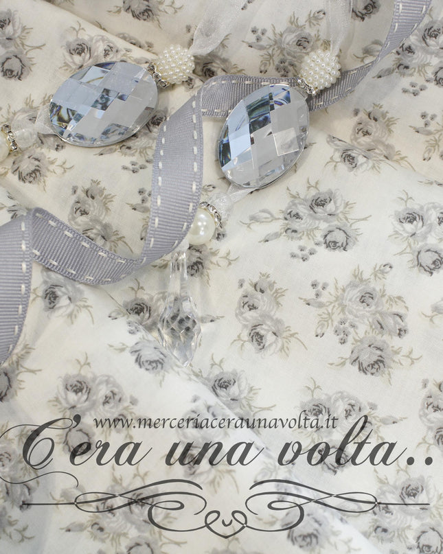 Cm 140 x85  ScampoloTessuto Shabby Rose Grigio Seta