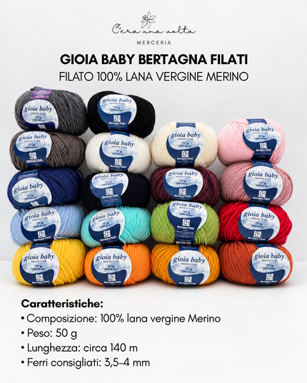 Gioia Baby Bertagna Filati – Filato 100% lana vergine Merino, gomitolo da 50 g