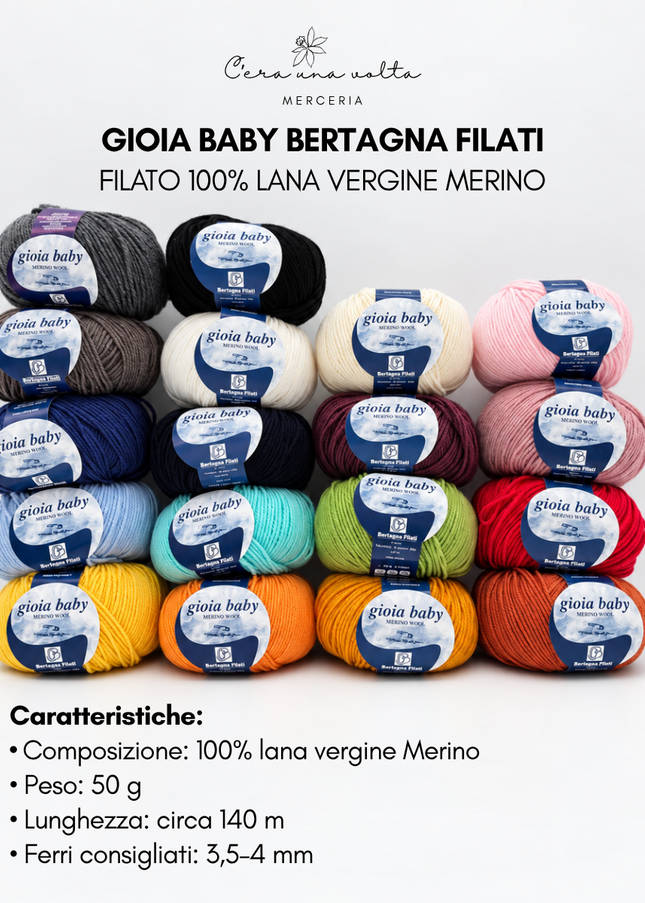 Gioia Baby Bertagna Filati – Filato 100% lana vergine Merino, gomitolo da 50 g