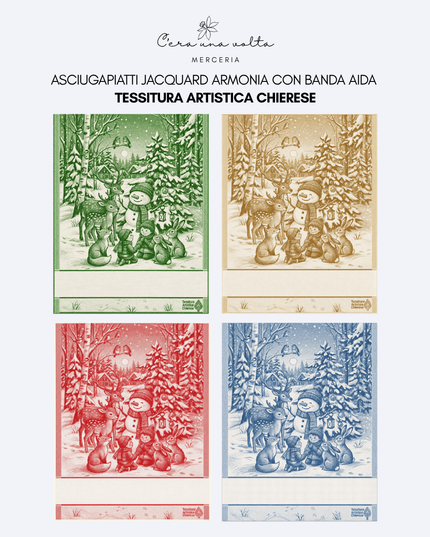 Asciugapiatti Jacquard Armonia con banda Aida – Tessitura Artistica Chierese
