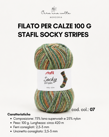 Filato per calze 100 g - Stafil Socky Stripes