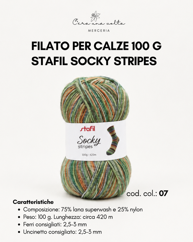 Filato per calze 100 g - Stafil Socky Stripes
