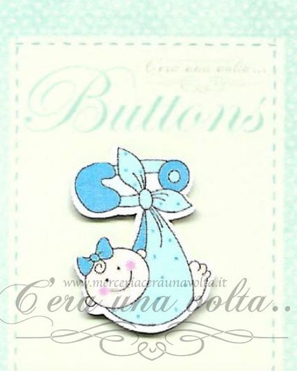 Bottoni in legno Baby in blue