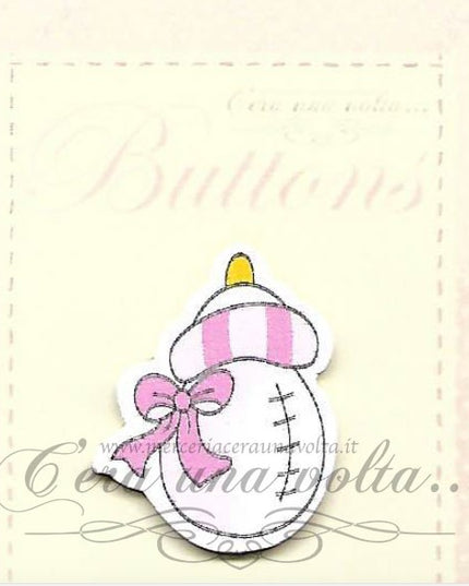 Bottoni in legno Pink baby bottle