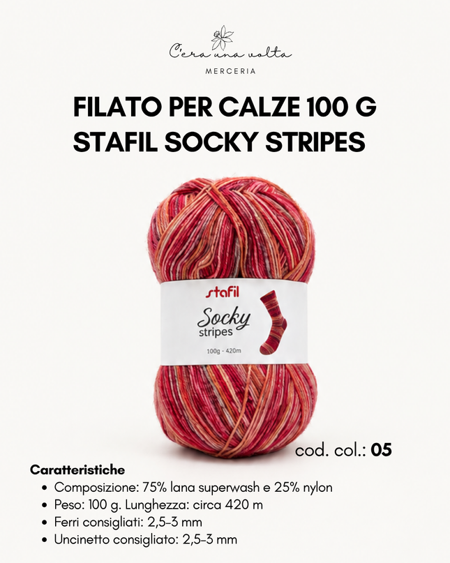 Filato per calze 100 g - Stafil Socky Stripes