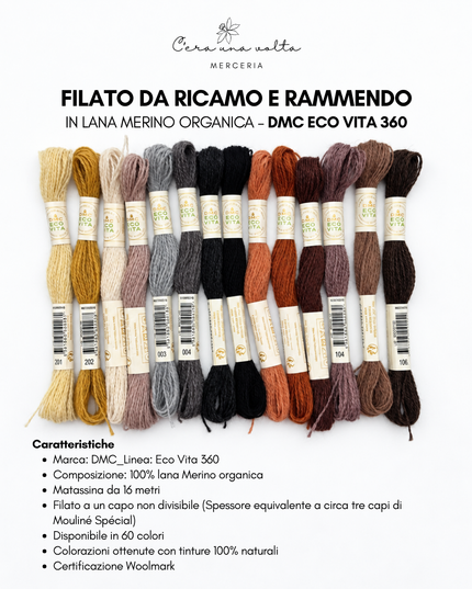 DMC Eco Vita 360 – Filato da ricamo e rammendo in lana Merino organica
