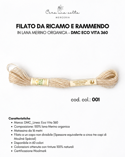 DMC Eco Vita 360 – Filato da ricamo e rammendo in lana Merino organica