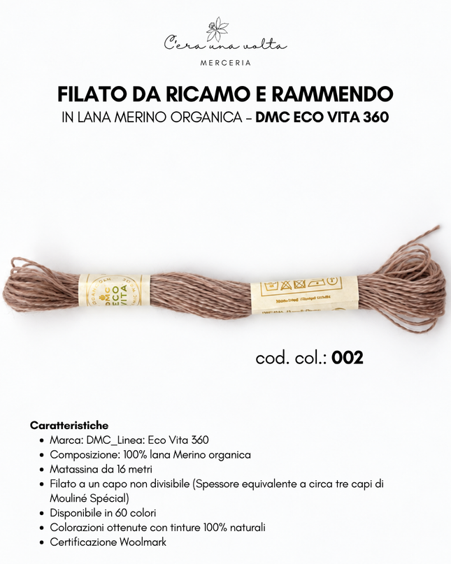 DMC Eco Vita 360 – Filato da ricamo e rammendo in lana Merino organica