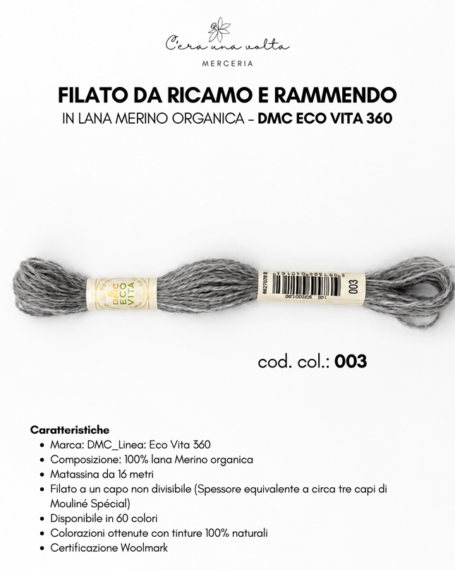 DMC Eco Vita 360 – Filato da ricamo e rammendo in lana Merino organica