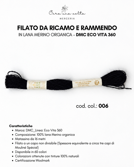 DMC Eco Vita 360 – Filato da ricamo e rammendo in lana Merino organica