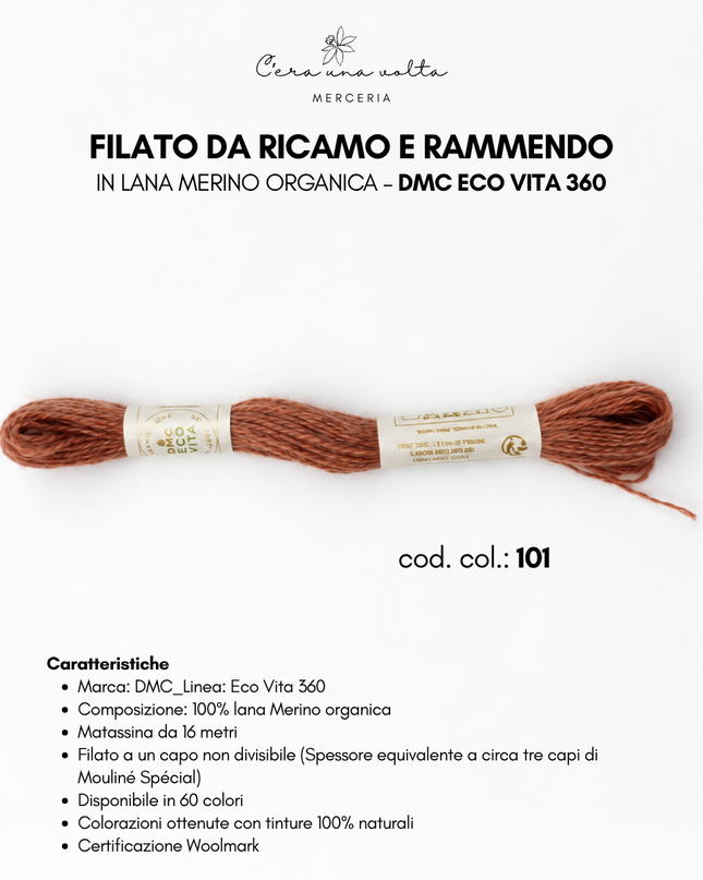 DMC Eco Vita 360 – Filato da ricamo e rammendo in lana Merino organica