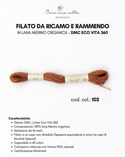 DMC Eco Vita 360 – Filato da ricamo e rammendo in lana Merino organica