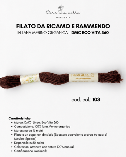 DMC Eco Vita 360 – Filato da ricamo e rammendo in lana Merino organica