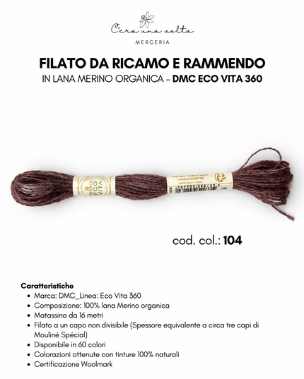 DMC Eco Vita 360 – Filato da ricamo e rammendo in lana Merino organica