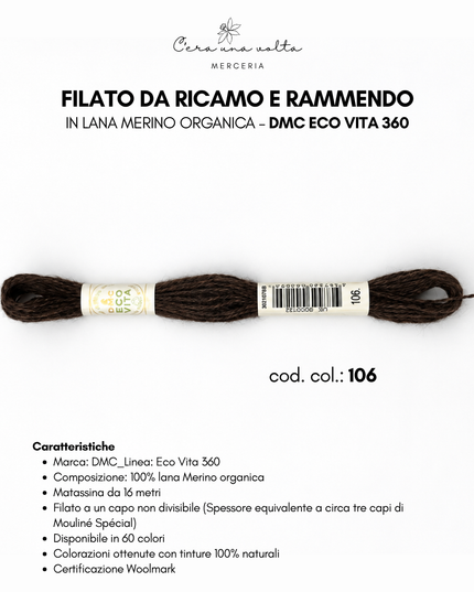 DMC Eco Vita 360 – Filato da ricamo e rammendo in lana Merino organica