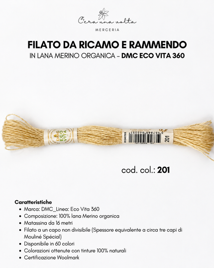 DMC Eco Vita 360 – Filato da ricamo e rammendo in lana Merino organica