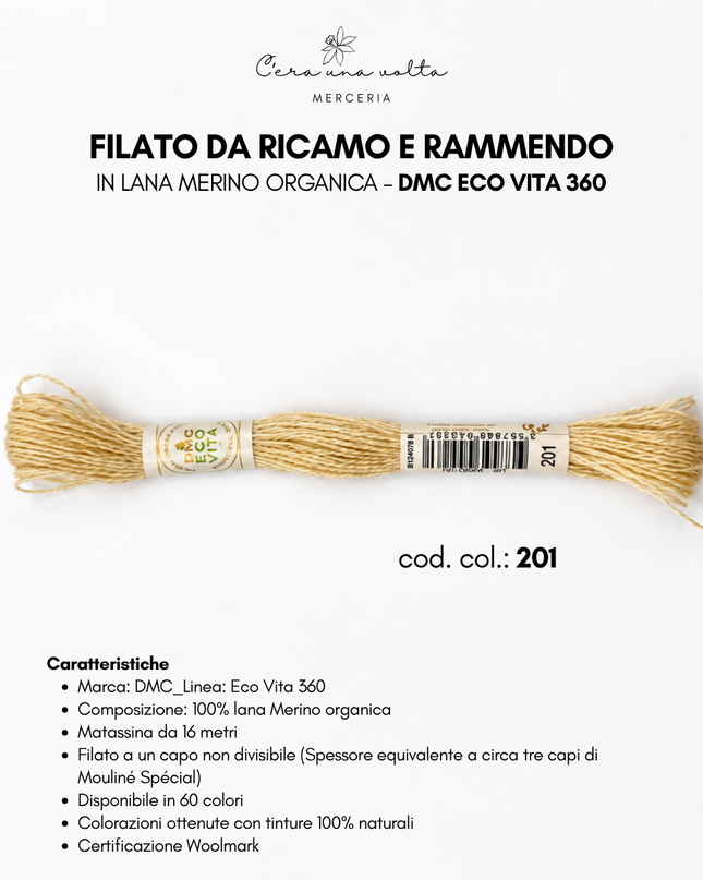 DMC Eco Vita 360 – Filato da ricamo e rammendo in lana Merino organica