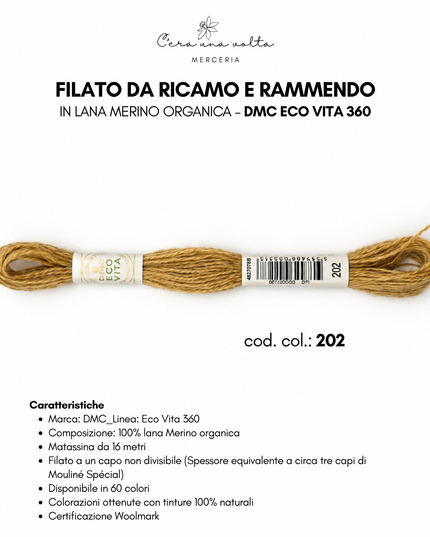 DMC Eco Vita 360 – Filato da ricamo e rammendo in lana Merino organica
