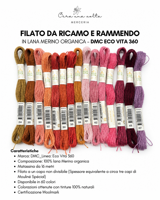 DMC Eco Vita 360 – Filato da ricamo e rammendo in lana Merino organica