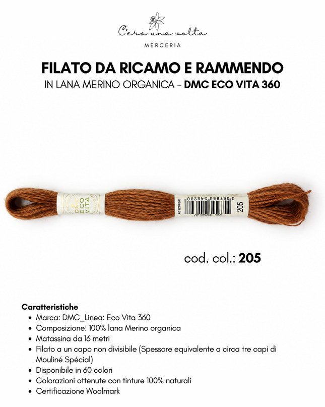 DMC Eco Vita 360 – Filato da ricamo e rammendo in lana Merino organica