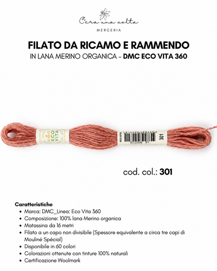 DMC Eco Vita 360 – Filato da ricamo e rammendo in lana Merino organica